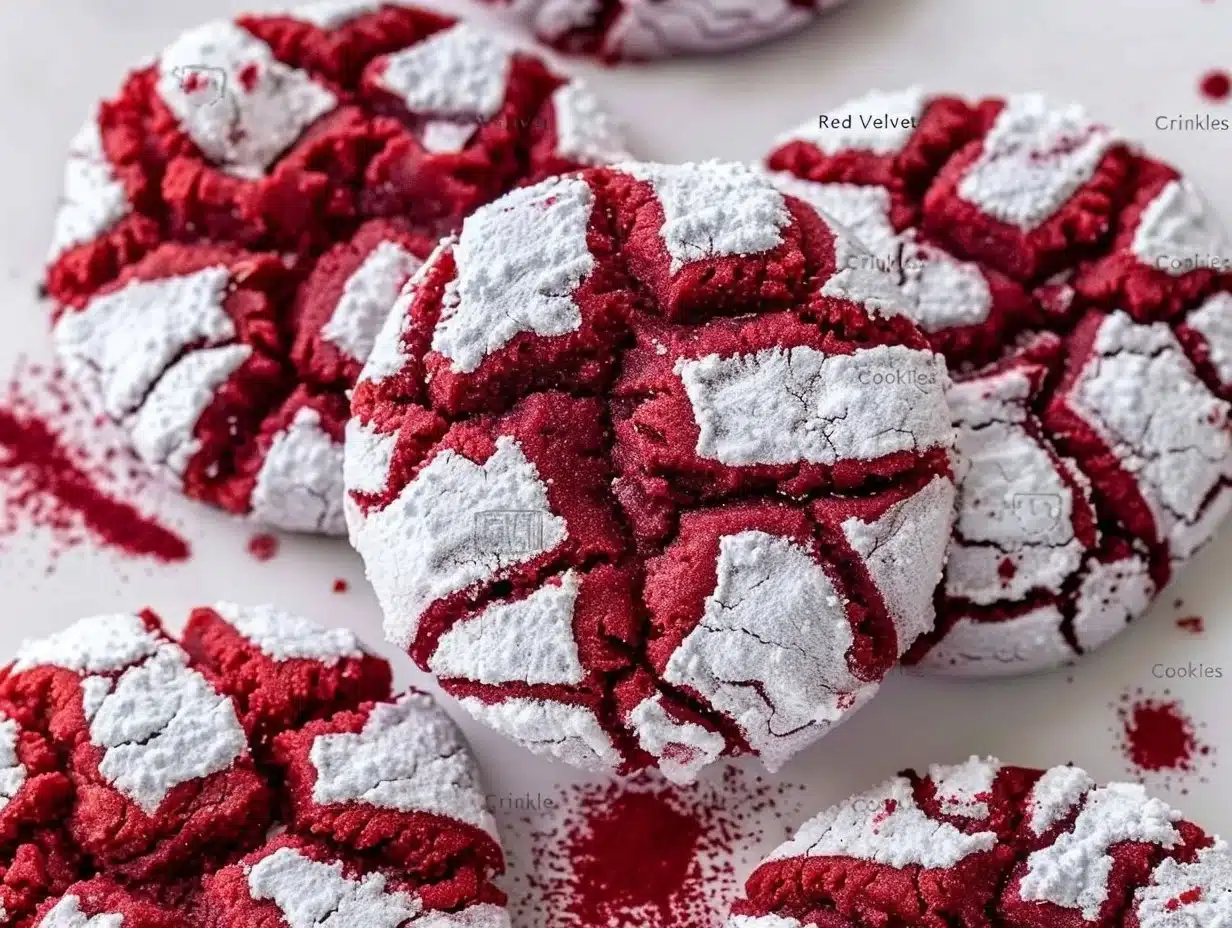 Red Velvet Crinkle Cookies 1 Delicious red velvet crinkle cookies fresh out of the oven.