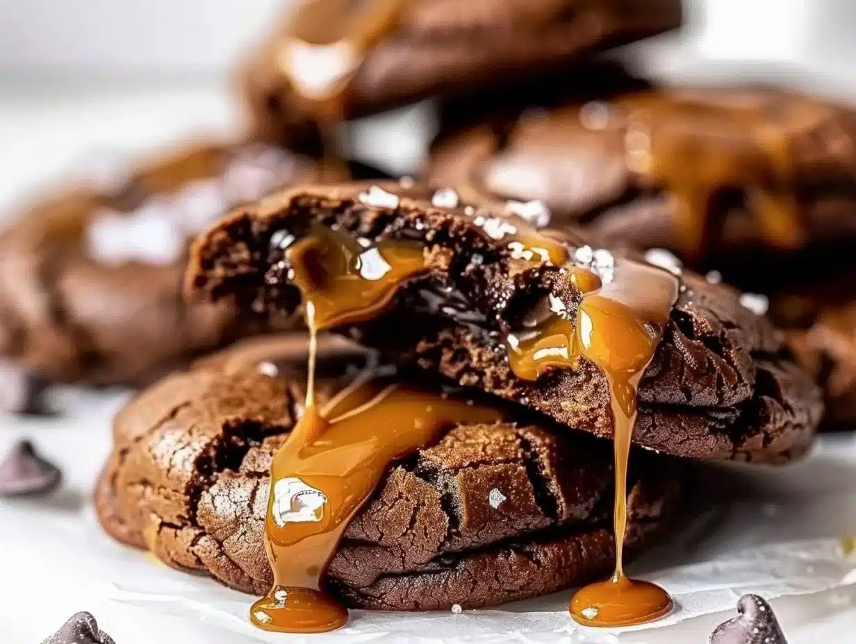 Salted Caramel Chocolate Cookies 1 Delicious Salted Caramel Chocolate Cookies fresh out of the oven