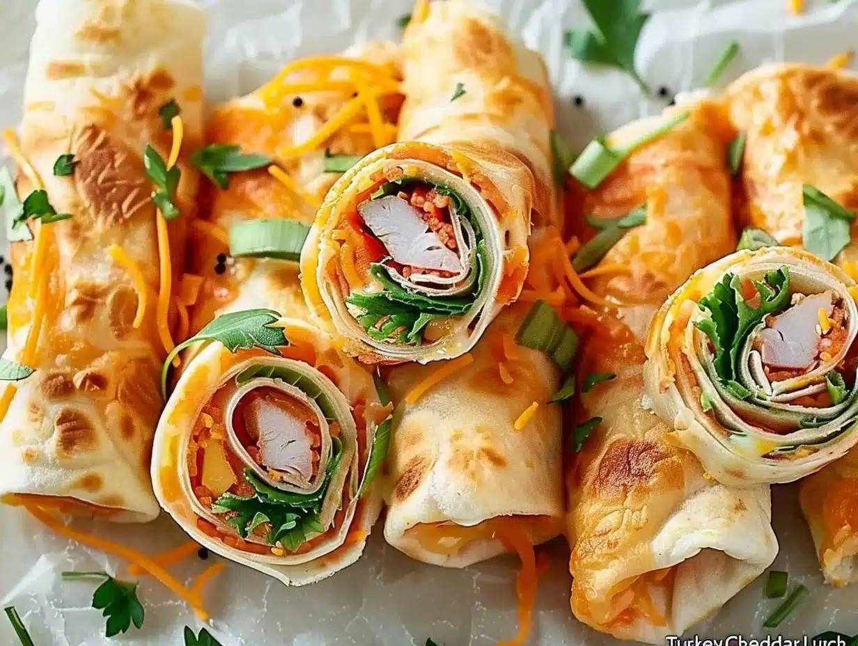 Delicious Turkey Cheddar Lunch Roll Ups ready for a quick and healthy meal.