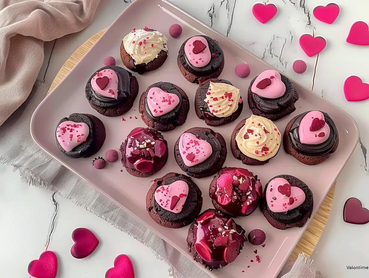 Delicious Valentine Ganache Cookies with rich chocolate filling