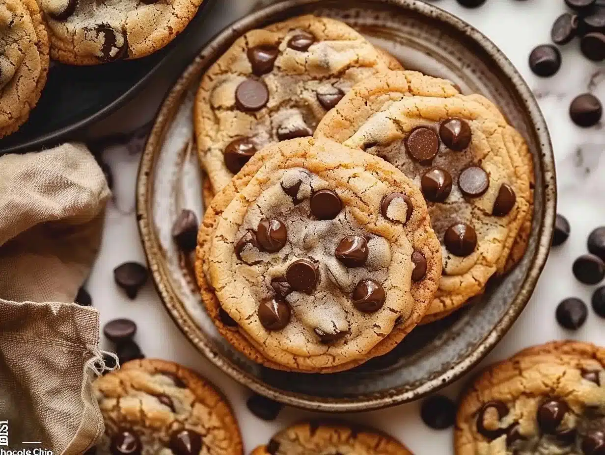 Deliciously baked best chocolate chip cookies on a cooling rack