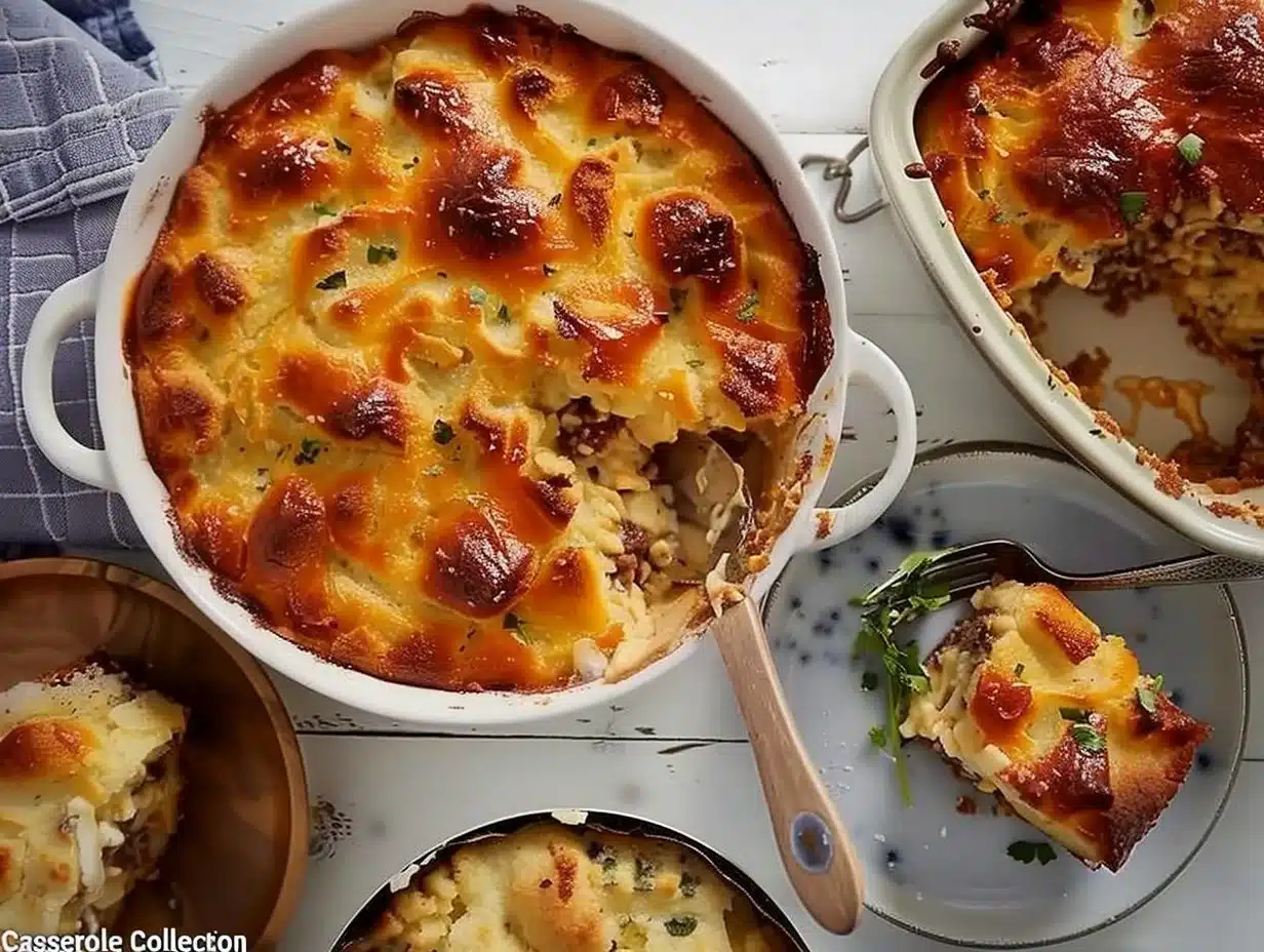 A variety of delicious casseroles in a colorful collection