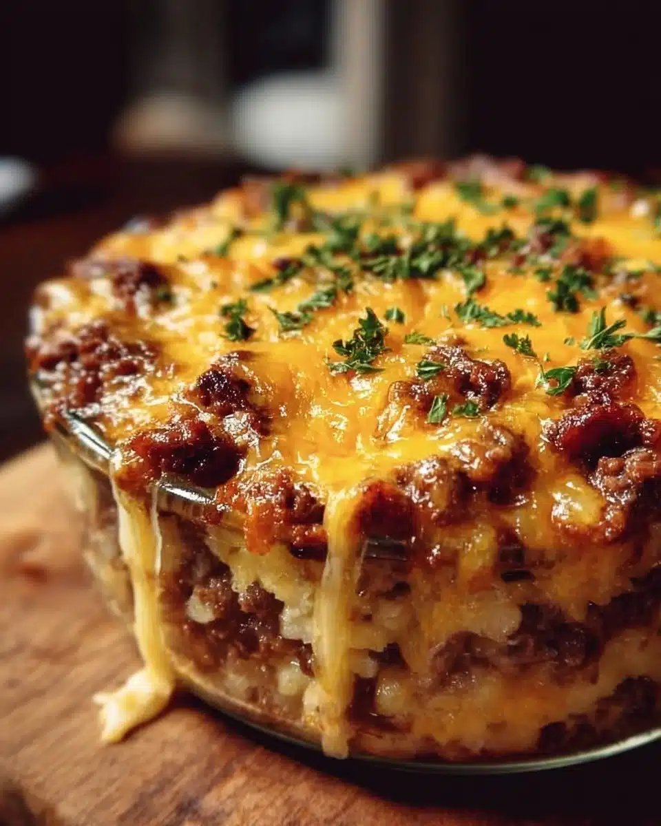 Delicious Cattle Drive Casserole with beef, vegetables, and spices