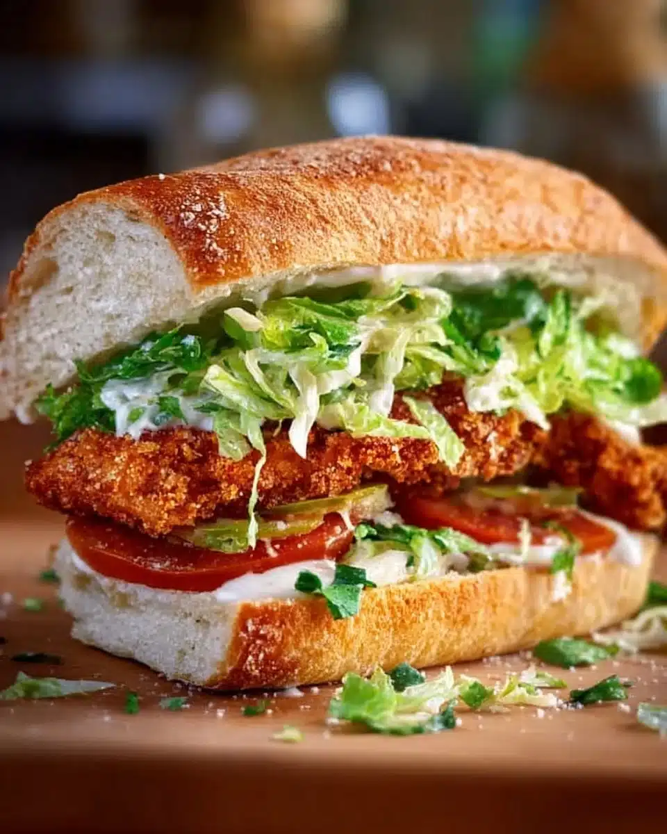 Crispy Chicken Caesar Sandwich 1 Crispy Chicken Caesar Sandwich with fresh greens and creamy dressing