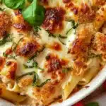 Delicious Dump-and-Bake Chicken Parmesan Casserole served on a plate