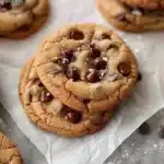 Delicious chocolate chip cookies freshly baked on a cooling rack